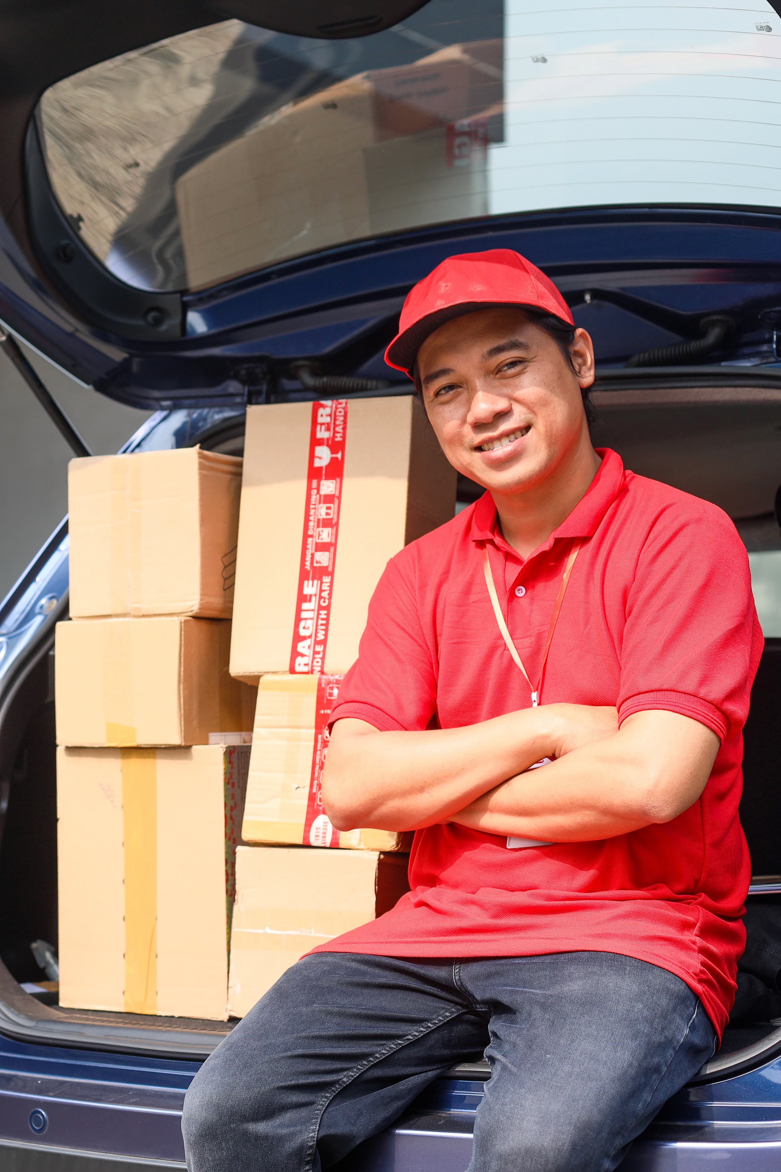 Logistics specialist with boxes